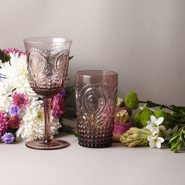 Tognana Multi-Colored Embossed Glass Tumblers - 10.8 oz - Set of 6
